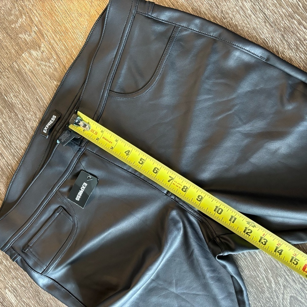 Express Women’s Faux leather coated high rise zip pants. Black. Women’s‎ 14. NWT - Picture 9 of 14